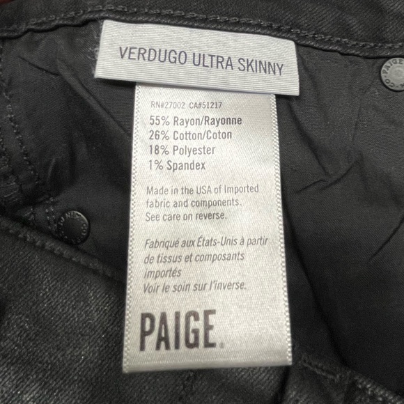 NWT Paige Verdugo Ultra Skinny Jean, black, size 30 - Picture 4 of 7